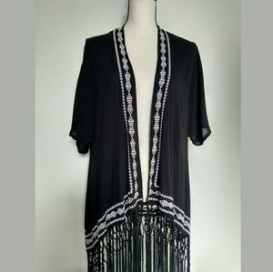 Wyld Hart Black Kimno with fringe size s